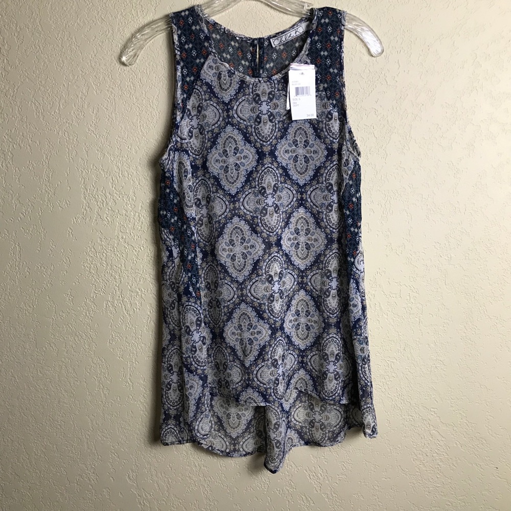 Chloe K Sleeveless Sheer Pullover Top High Low